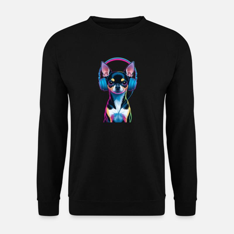 Chihuahua Kopfhörer - Unisex Pullover - Schwarz