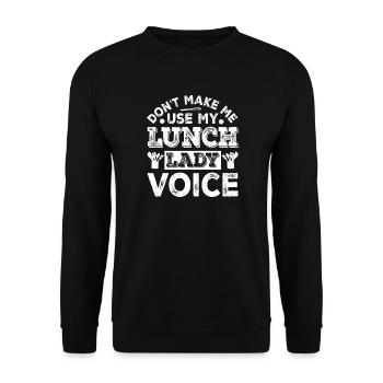 Lunch Face Warnung Shirt - Unisex Pullover - Schwarz - Vorne - Alina (178cm) & Michal (187cm)
