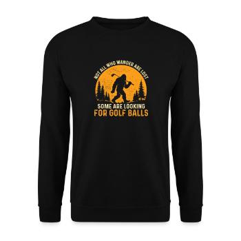 Auf der Suche nach Golfbällen – lustiger Golfer-Humor - Unisex Pullover - Schwarz - Vorne - Alina (178cm) & Michal (187cm)