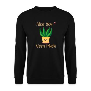 Aloe You Vera Much Funny Aloe Vera Plant Pun Gift - Unisex Sweatshirt - black - Front - Alina (178cm) & Michal (187cm)