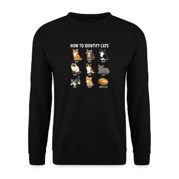  Wie Man Katzen Erkennt Lustiges Katzen-diagramm - Unisex Pullover - Schwarz - Vorne - Alina (178cm) & Michal (187cm)