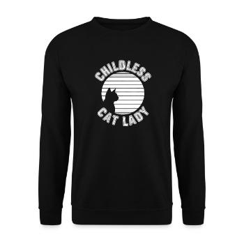 Cat Silhouette Sunset Emblem - Unisex Sweatshirt - black - Front - Alina (178cm) & Michal (187cm)