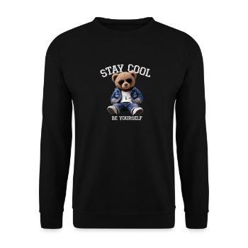 Stay Cool Be Yourself Teddy - Unisex Pullover - Schwarz - Vorne - Alina (178cm) & Michal (187cm)