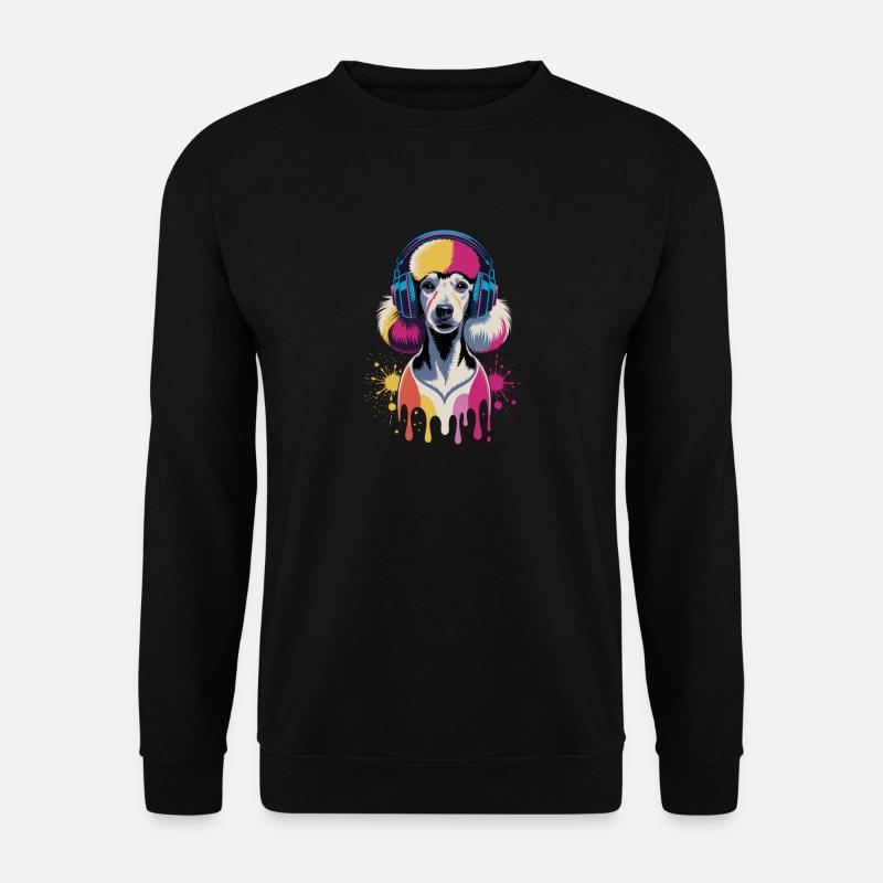 Caniche avec un casque - Sweat-shirt Unisexe - noir