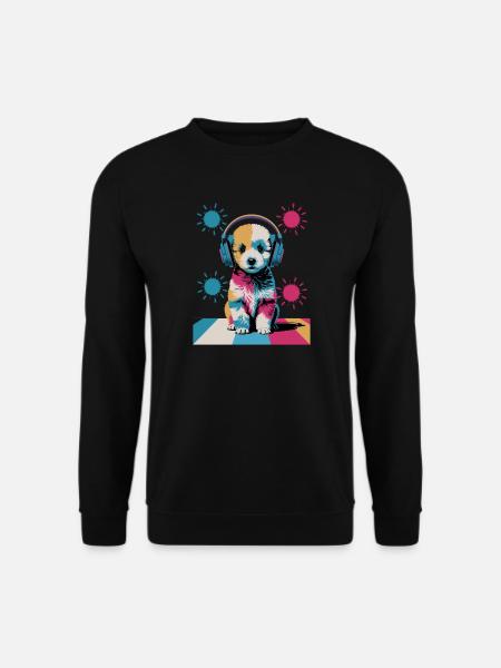 Chiot caniche avec un casque - Sweat-shirt Unisexe - noir