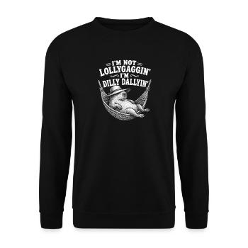 Ich trödele nicht, ich trödele, Capybara! - Unisex Pullover - Schwarz - Vorne - Alina (178cm) & Michal (187cm)