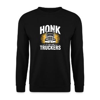 Chauffeur professionnel de camion Klaxonnant camions - Sweat-shirt Unisexe - noir - Devant - Alina (178cm) & Michal (187cm)
