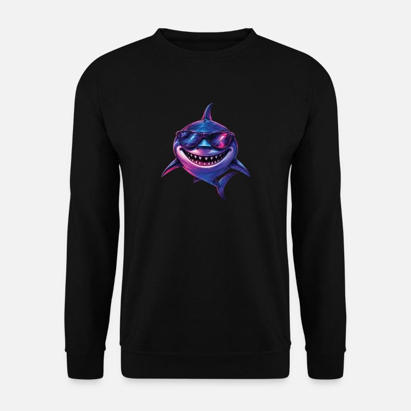 Cool Shark Sunglasses Ocean Beach Vibes - Unisex Sweatshirt - black
