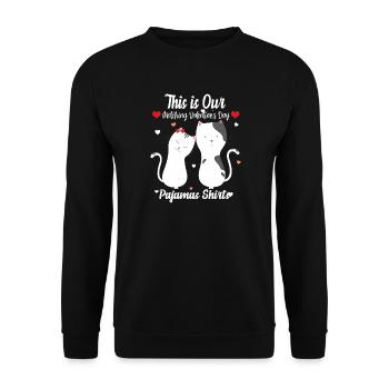 Valentine-Katzen-Pajama-Hemden - Unisex Pullover - Schwarz - Vorne - Alina (178cm) & Michal (187cm)