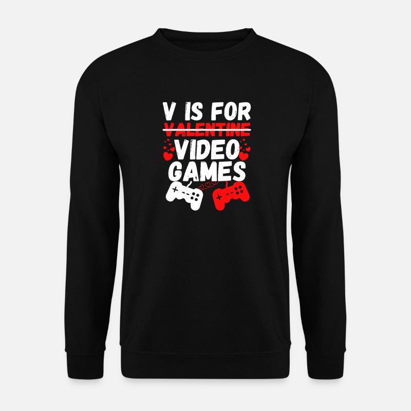 Valentins-Videospiele: V ist für - Unisex Pullover - Schwarz