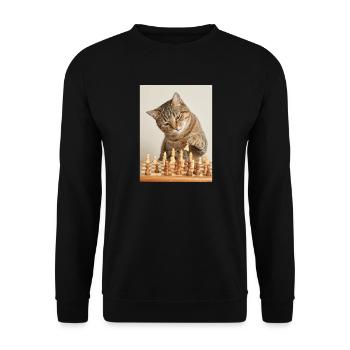 Chat jouant aux échecs - Sweat-shirt Unisexe - noir - Devant - Alina (178cm) & Michal (187cm)