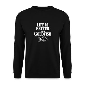 Life is Better with Goldfish - Unisex Sweatshirt - black - Front - Alina (178cm) & Michal (187cm)