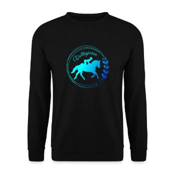 Voltigieren Bank: Volti Pferdesport Pflichtübung - Unisex Pullover - Schwarz - Vorne - Alina (178cm) & Michal (187cm)