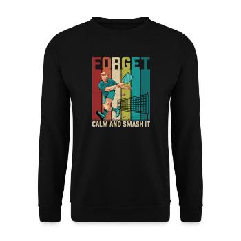 Forget It: Ruhig Smash Tennis - Unisex Pullover - Schwarz - Vorne - Alina (178cm) & Michal (187cm)