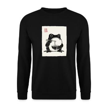 Japanisches Grumpy Frog Ramen-Nudelfest - Unisex Pullover - Schwarz - Vorne - Alina (178cm) & Michal (187cm)
