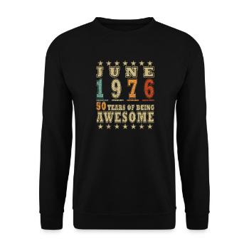 50. Geburtstag Juni 1976 - Unisex Pullover - Schwarz - Vorne - Alina (178cm) & Michal (187cm)