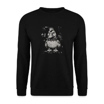 Vintage Funny Duck Punk Goose - Unisex Pullover - Schwarz - Vorne - Alina (178cm) & Michal (187cm)