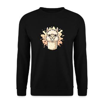 Alpaca Smile Paint Splash - Unisex Sweatshirt - black - Front - Alina (178cm) & Michal (187cm)