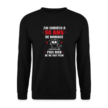50 Ans de Mariage - Sweat-shirt Unisexe - noir - Devant - Alina (178cm) & Michal (187cm)