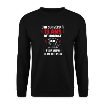 Survivre 13 Ans Mariage Chat - Sweat-shirt Unisexe - noir - Devant - Alina (178cm) & Michal (187cm)