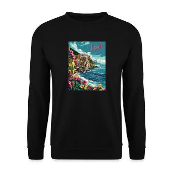 Italian Coastal Landscape – Colorful - Unisex Sweatshirt - black - Front - Alina (178cm) & Michal (187cm)