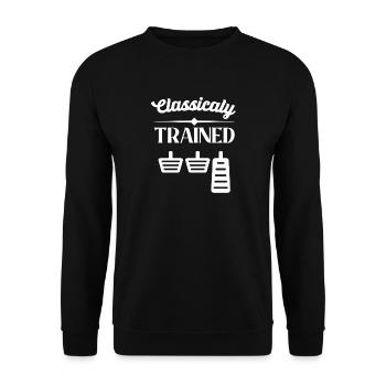 Classically trained Car lover car guy mechanic - Unisex Pullover - Schwarz - Vorne - Alina (178cm) & Michal (187cm)