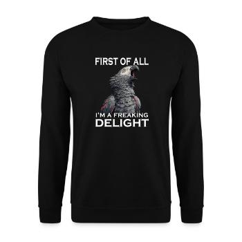Naughty Grey Parrot Sarcasm Funny Parrot - Unisex Sweatshirt - black - Front - Alina (178cm) & Michal (187cm)
