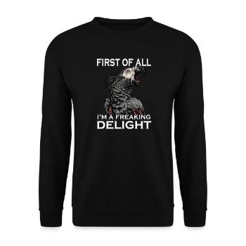 Sarkastischer Graupapagei lustiger Vogel Papagei  - Unisex Pullover - Schwarz - Vorne - Alina (178cm) & Michal (187cm)