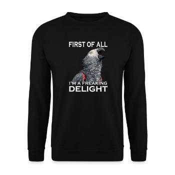 Graupapagei Vogel Humor Frecher Papagei Sarkasmus - Unisex Pullover - Schwarz - Vorne - Alina (178cm) & Michal (187cm)