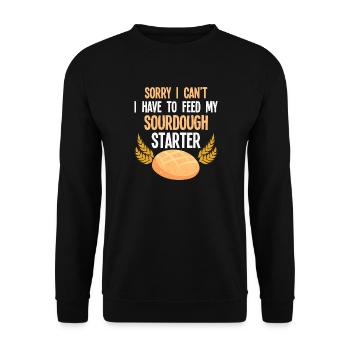 Sauerteig Starter Spruch - Unisex Pullover - Schwarz - Vorne - Alina (178cm) & Michal (187cm)