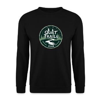 Quiet Trails Club Langsames Wandern Wald - Unisex Pullover - Schwarz - Vorne - Alina (178cm) & Michal (187cm)
