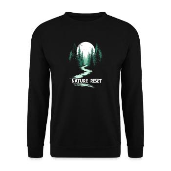 Wander Slowly Langsames Wandern Wald - Unisex Pullover - Schwarz - Vorne - Alina (178cm) & Michal (187cm)