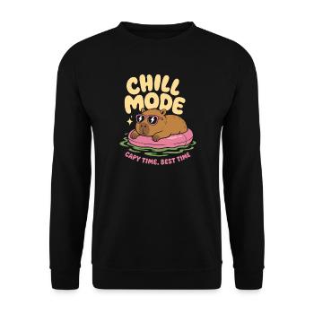 Chill Mode Capybara No Rush - Unisex Sweatshirt - black - Front - Alina (178cm) & Michal (187cm)