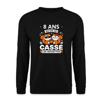 8 ANS Célébration Noisettes - Sweat-shirt Unisexe - noir - Devant - Alina (178cm) & Michal (187cm)
