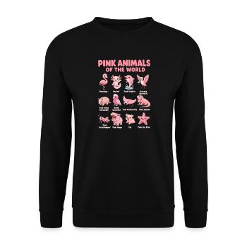 Carte de la faune Kawaii des animaux roses du monde - Sweat-shirt Unisexe - noir - Devant - Alina (178cm) & Michal (187cm)