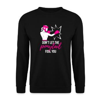 Punchy Ponytail Power - Unisex Pullover - Schwarz - Vorne - Alina (178cm) & Michal (187cm)