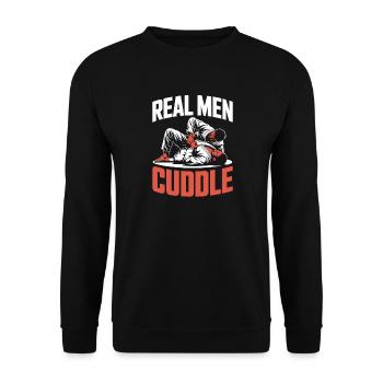 Real Men Cuddle Brazilian Jiu Jitsu MMA Judo BJJ - Unisex Sweatshirt - black - Front - Alina (178cm) & Michal (187cm)