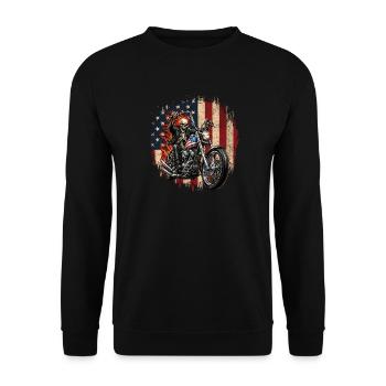Skeleton Biker Patriotic Motorcycle USA - Unisex Sweatshirt - black - Front - Alina (178cm) & Michal (187cm)