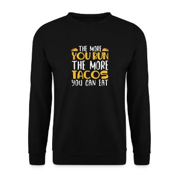 Plus tu cours, plus tu peux manger de tacos - Sweat-shirt Unisexe - noir - Devant - Alina (178cm) & Michal (187cm)