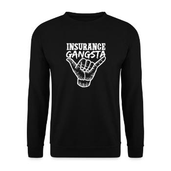 Insurance Agent Costume Insurance Gangsta Medicare - Unisex Pullover - Schwarz - Vorne - Alina (178cm) & Michal (187cm)