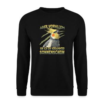 Australischer Nymphensittich Cockatiel Vogelhalter - Unisex Pullover - Schwarz - Vorne - Alina (178cm) & Michal (187cm)