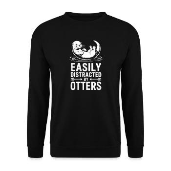 Otter Sprüche Wassermarder Lustiges Otter Geschenk - Unisex Pullover - Schwarz - Vorne - Alina (178cm) & Michal (187cm)
