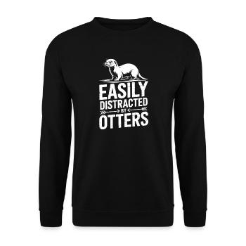Otter Sprüche Wassermarder Lustiges Otter Geschenk - Unisex Pullover - Schwarz - Vorne - Alina (178cm) & Michal (187cm)