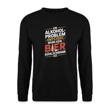 Bier Spruch Alkohol Problem Männerabend JGA Herren - Unisex Pullover - Schwarz - Vorne - Alina (178cm) & Michal (187cm)