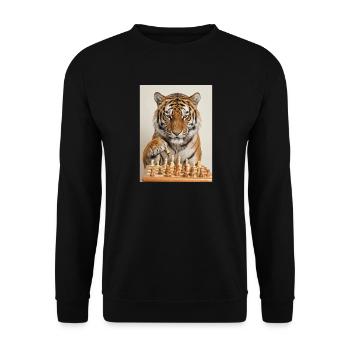 Le tigre jouant aux échecs - Sweat-shirt Unisexe - noir - Devant - Alina (178cm) & Michal (187cm)