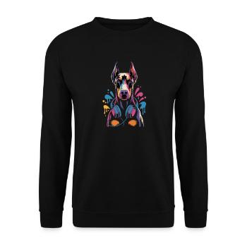 Doberman avec casque - Sweat-shirt Unisexe - noir - Devant - Alina (178cm) & Michal (187cm)