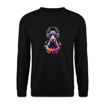 Doberman avec casque - Sweat-shirt Unisexe - noir - Devant - Alina (178cm) & Michal (187cm)