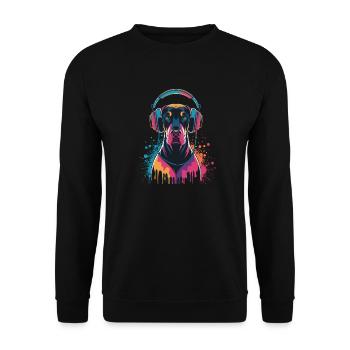 Doberman avec casque - Sweat-shirt Unisexe - noir - Devant - Alina (178cm) & Michal (187cm)