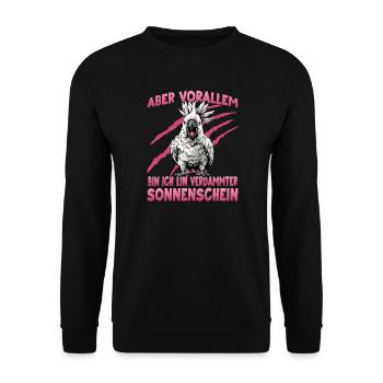 Exotischer Cockatoo Kakadu Papagei Design - Unisex Pullover - Schwarz - Vorne - Alina (178cm) & Michal (187cm)