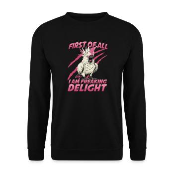 Exotic Cockatoo Parrot Bird Holder - Unisex Sweatshirt - black - Front - Alina (178cm) & Michal (187cm)